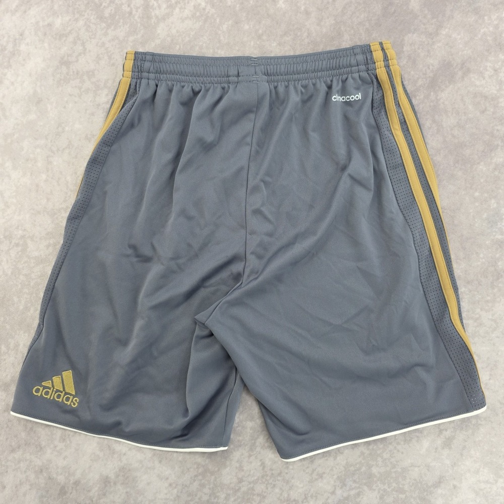 Adidas Climacool Men's Shorts Size XS Gray Yellow 3 Stripe Athletic Soccer Gym - Picture 3 of 7